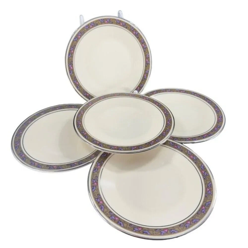 Franciscan Constantine‎ Vintage Porcelain Ceramic Dish Plate Set 5 Plates VTG